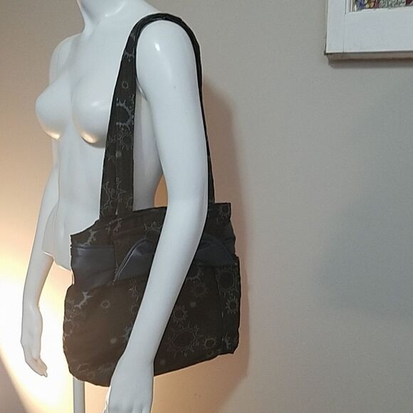 Brown & Blue Patterned Bag with a Blue Tied Belt - Picture 1 of 4